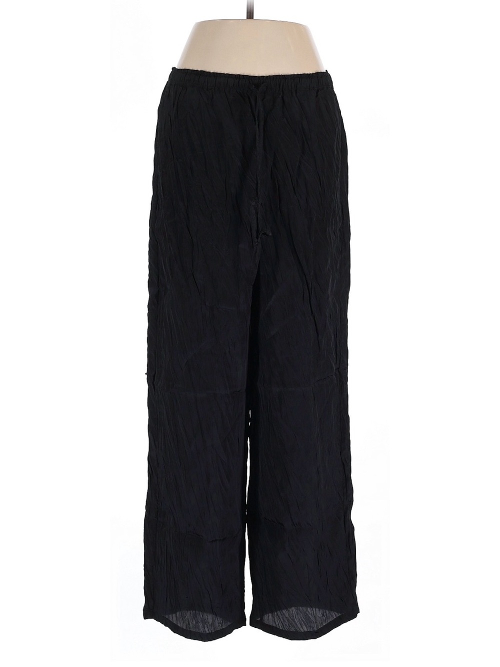J. Crew Crinkled Satin Wide Leg Pants Black Size M NWT